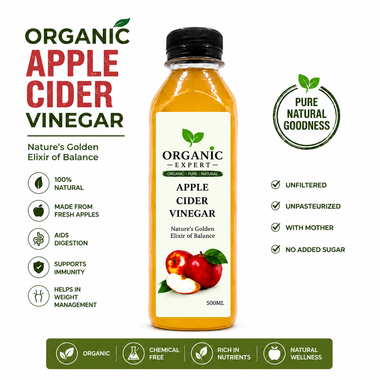 Apple Cider Vinegar with Mother – Raw & Unfiltered